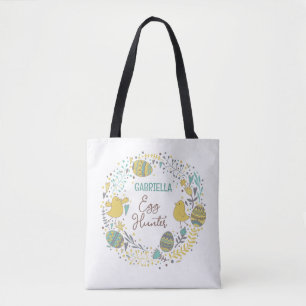 Bolsa Tote Caça ao Ovo de Páscoa Colorida e Divertida