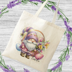 Bolsa Tote Caça ao Ovo de Páscoa Gnomo Brilhante Fofa