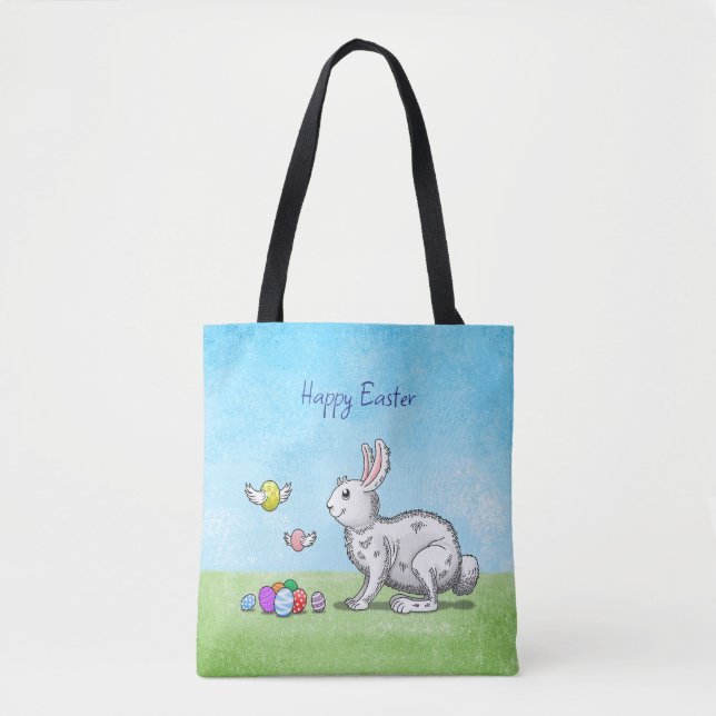 Bolsa Tote Caça ao Ovo do Coelho da Páscoa (Frente)