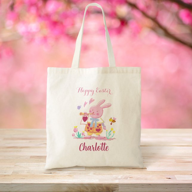 Bolsa Tote Caça Personalizada De Ovos Pernalonga Rosa-felz pa (Criador carregado)