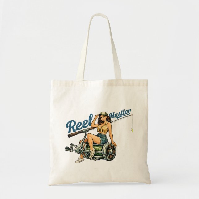 Bolsa Tote Caçador de Peixes Retro - Arte de Peixe Divertida (Frente)