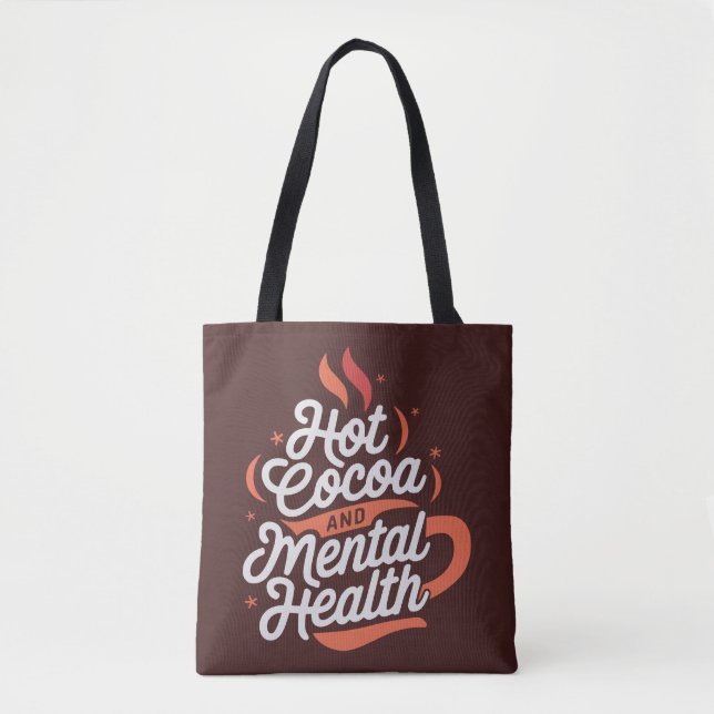 Bolsa Tote Cacau quente e saúde mental personalizados (Frente)