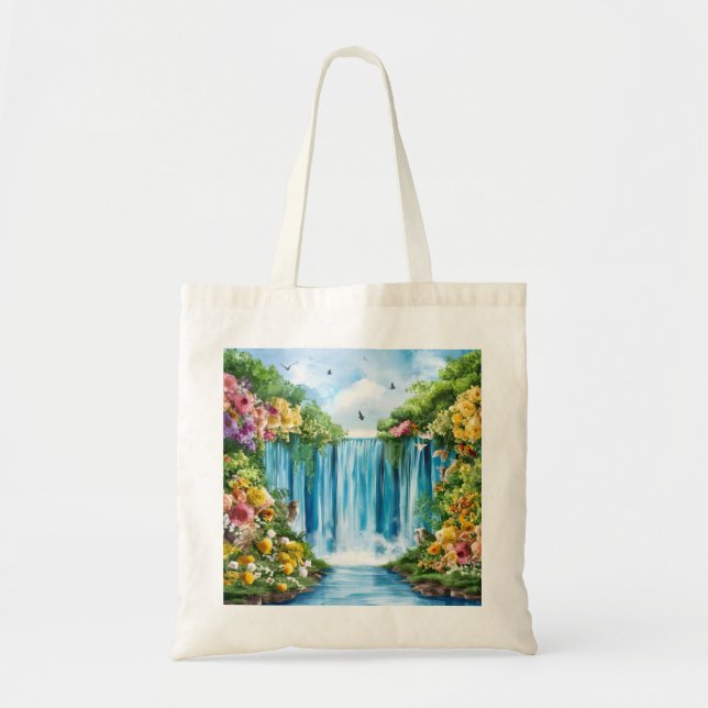 Bolsa Tote Cachoeira pintada à aquarela (Frente)