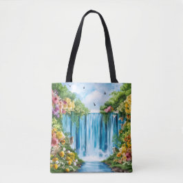 Bolsa Tote Cachoeira pintada à aquarela