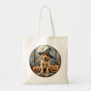Bolsa Tote Cachorrinho Golden Retriever do Halloween com Abób