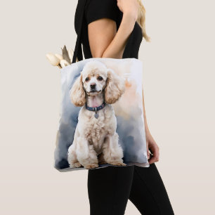 BOLSA TOTE CACHORRINHO POODLE MINIATURA BRANCO LINDO