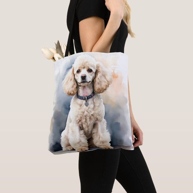 BOLSA TOTE CACHORRINHO POODLE MINIATURA BRANCO LINDO (Close Up)