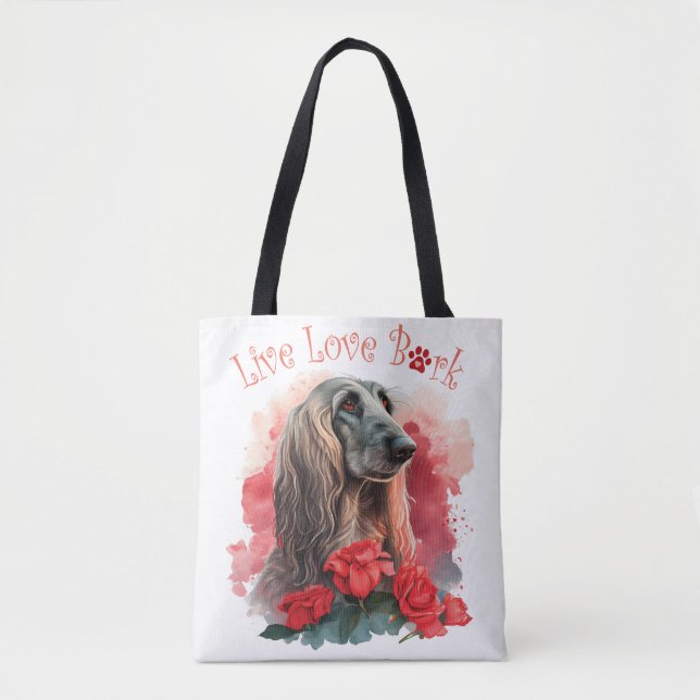 Bolsa Tote Cachorro Afegão Mãe Floral (Frente)