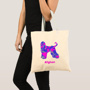 Bolsa Tote Cachorro afegão rosa-quente e azul