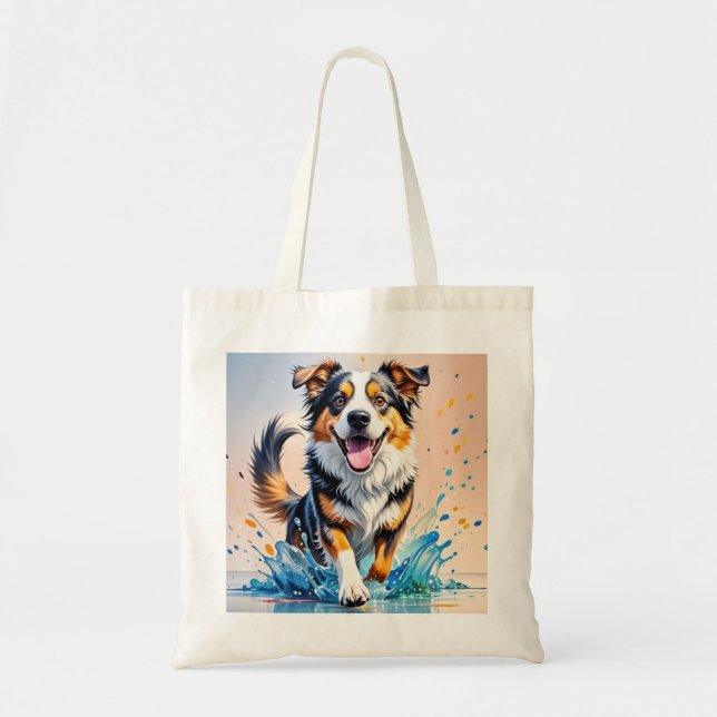 Bolsa Tote Cachorro alegre e alegre e divertido, salgado (Frente)
