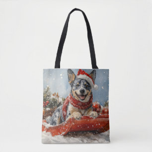 Bolsa Tote Cachorro Azul Cachorro com Lama Deixe-o nevar no N