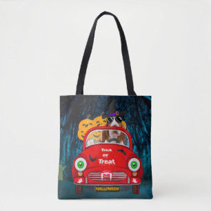 Bolsa Tote Cachorro Basset Hound Dirigindo Carro Assustador n
