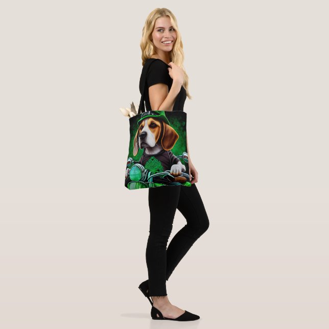 Bolsa Tote Cachorro Beagle dirigindo bicicleta no Dia de São  (No(a) Modelo)
