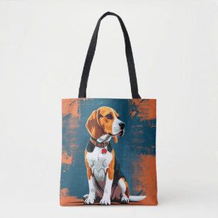 Bolsa Tote Cachorro Beagle em Fundo Abstrato