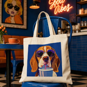 Bolsa Tote Cachorro Beagle Legal Bebendo Refrigerante Vibraçã