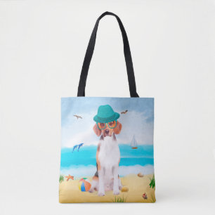 Bolsa Tote Cachorro Beagle na Praia