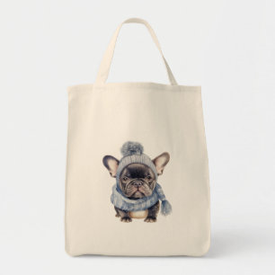 Bolsa Tote Cachorro-bebê de inverno em Boné azul e espinho