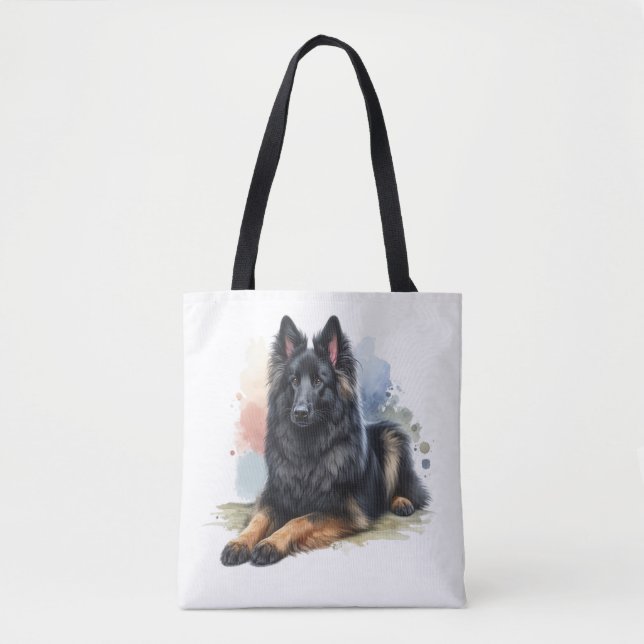 Bolsa Tote Cachorro Belga em Aquarela (Frente)