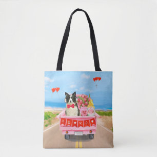 Bolsa Tote Cachorro Border Collie Caminhão do Dia dos Namorad