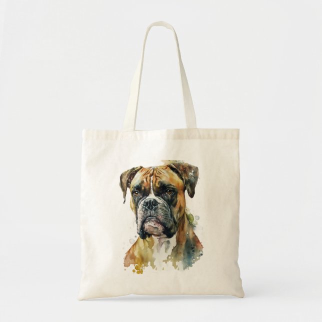 Bolsa Tote Cachorro Boxer Aquarela (Frente)