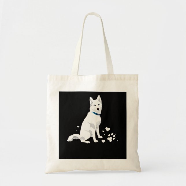 Bolsa Tote Cachorro Branco Bonito Siberiano - Cachorro Branco (Frente)