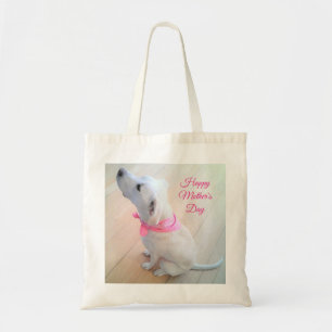 Bolsa Tote Cachorro Branco Bonito Vestindo Dia de as mães Ro