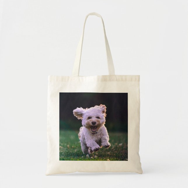 Bolsa Tote Cachorro Branco de Poodle (Frente)