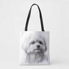 BOLSA TOTE CACHORRO BRANCO MALTESCO BRANCO