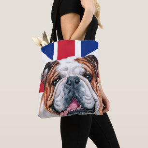 Bolsa Tote Cachorro Britânico Bonito na bandeira do Reino Uni