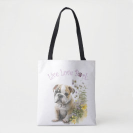 Bolsa Tote Cachorro Buldogue Mãe Floral