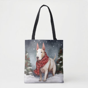 Bolsa Tote Cachorro Bull Terrier na Neve Natal