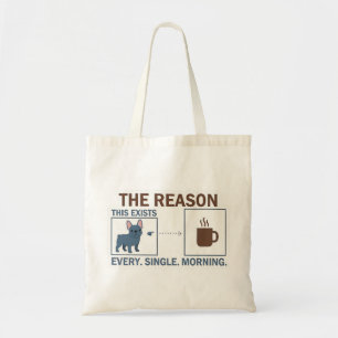 Bolsa Tote Cachorro Bulldog Francês Café Razão Infográfico Ca