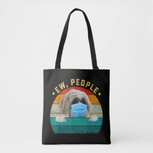 Bolsa Tote Cachorro Cachorro Cachorro Pessoas Vestindo Máscar