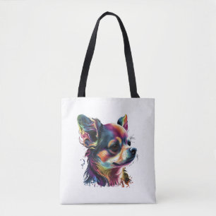 Bolsa Tote Cachorro Cachorro de Pintura do Abstrato Chihuahua