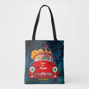 Bolsa Tote Cachorro-Cachorro Espanhol Dirigindo Carro Assusta