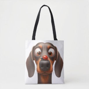 Bolsa Tote cachorro caprichoso com joaninha