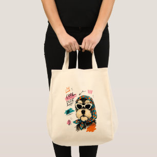Bolsa Tote Cachorro Cara Legal Óculos de Sol Cachecol Arte Es