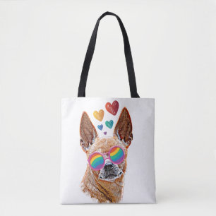 Bolsa Tote Cachorro Chihuahua com Corações Dia dos Namorados
