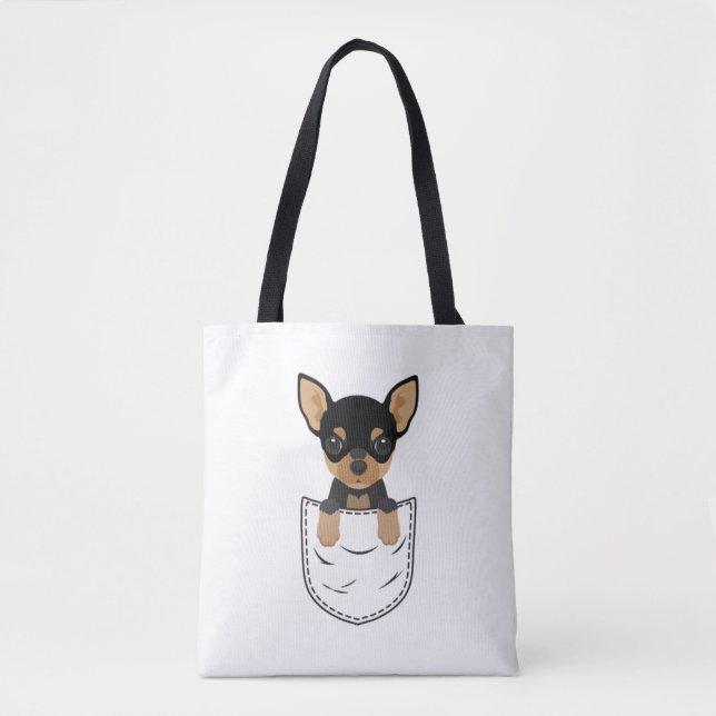 Bolsa Tote Cachorro Chihuahua em Pocket (Frente)
