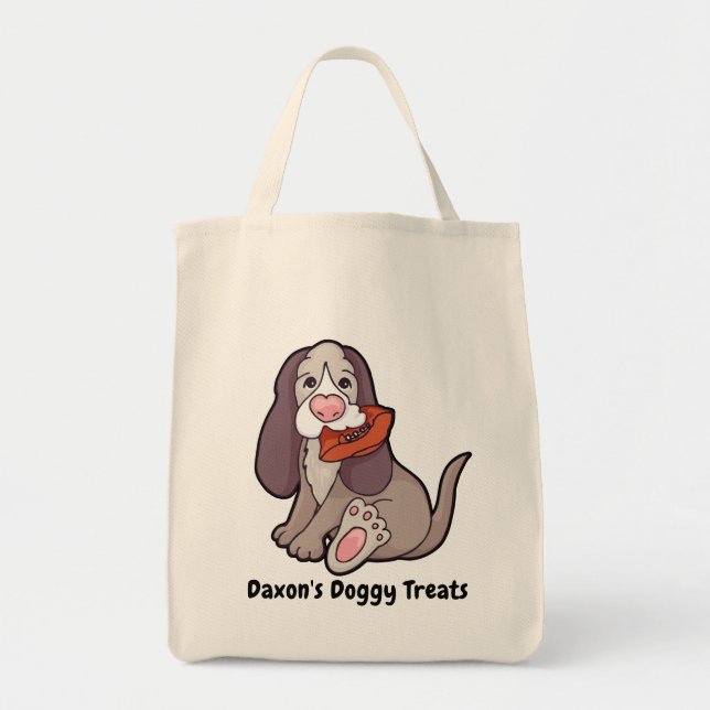 Bolsa Tote Cachorro chorão mastigando bófias de trato ou saco (Frente)