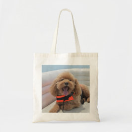 Bolsa Tote Cachorro Cockapoo Fofo e Feliz em um Barco Sorri F