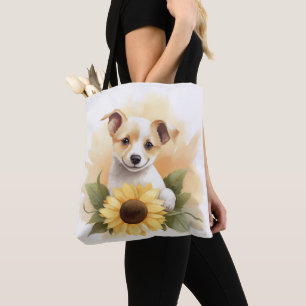 Bolsa Tote Cachorro Com Girassol