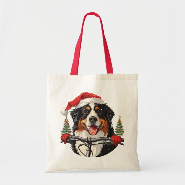 Bolsa Tote Cachorro da Montanha Bernese de Natal (Frente)
