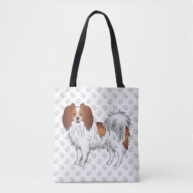 Bolsa Tote Cachorro da Raça Brinquedo Phalène Vermelho em Imp (Frente)