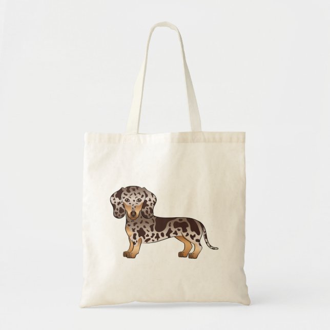 Bolsa Tote Cachorro Dachshund De Pelo Curto Chocolate E Marro (Frente)