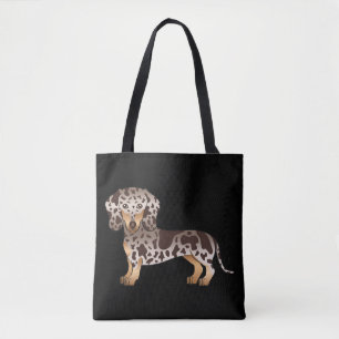 Bolsa Tote Cachorro Dachshund de Pelo Curto Chocolate e Tan D