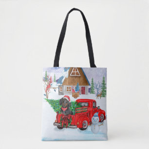 Bolsa Tote Cachorro Dachshund em Caminhão de Entrega de Natal