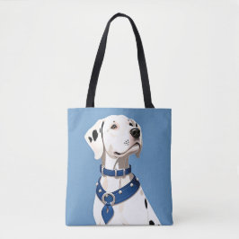 Bolsa Tote Cachorro Dalmático Com Colar Azul