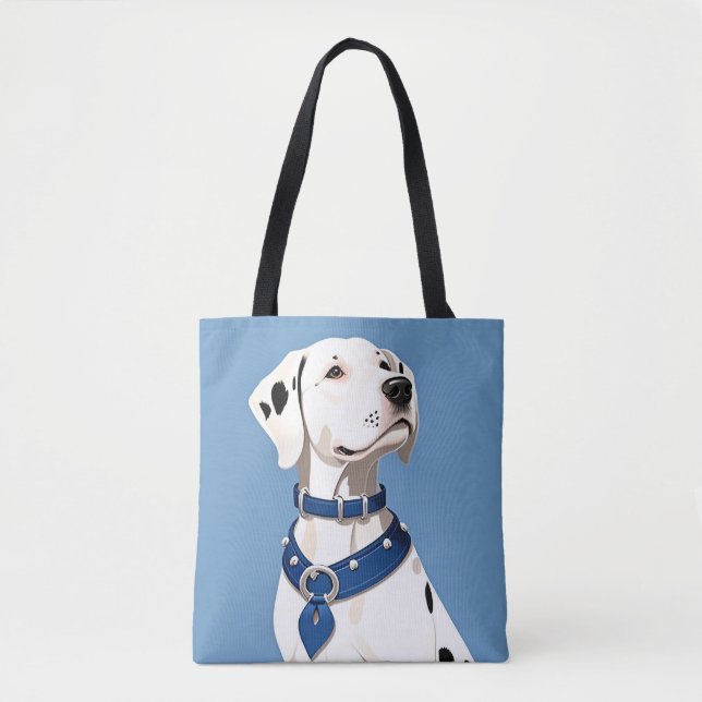 Bolsa Tote Cachorro Dalmático Com Colar Azul (Frente)