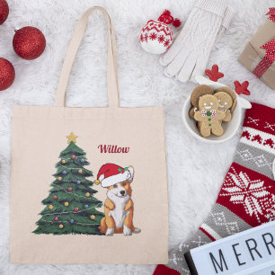 Bolsa Tote Cachorro de Árvore de Natal Personalizado de Corg